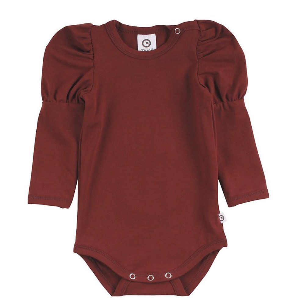 Musli Puff Sleeve Onesie, Maroon